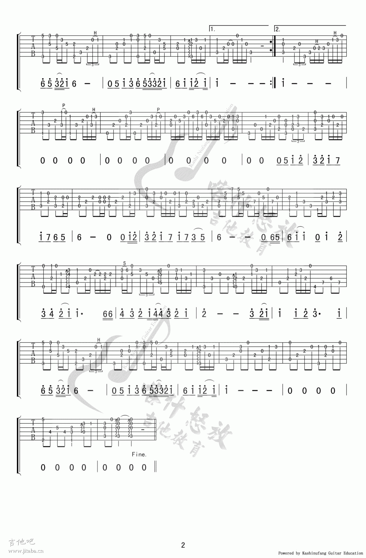 我只在乎你指弹谱_指弹吉他独奏谱_演奏视频_冈崎伦典