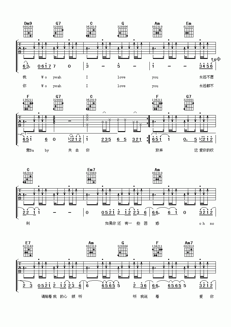 陶喆_爱很简单吉他谱