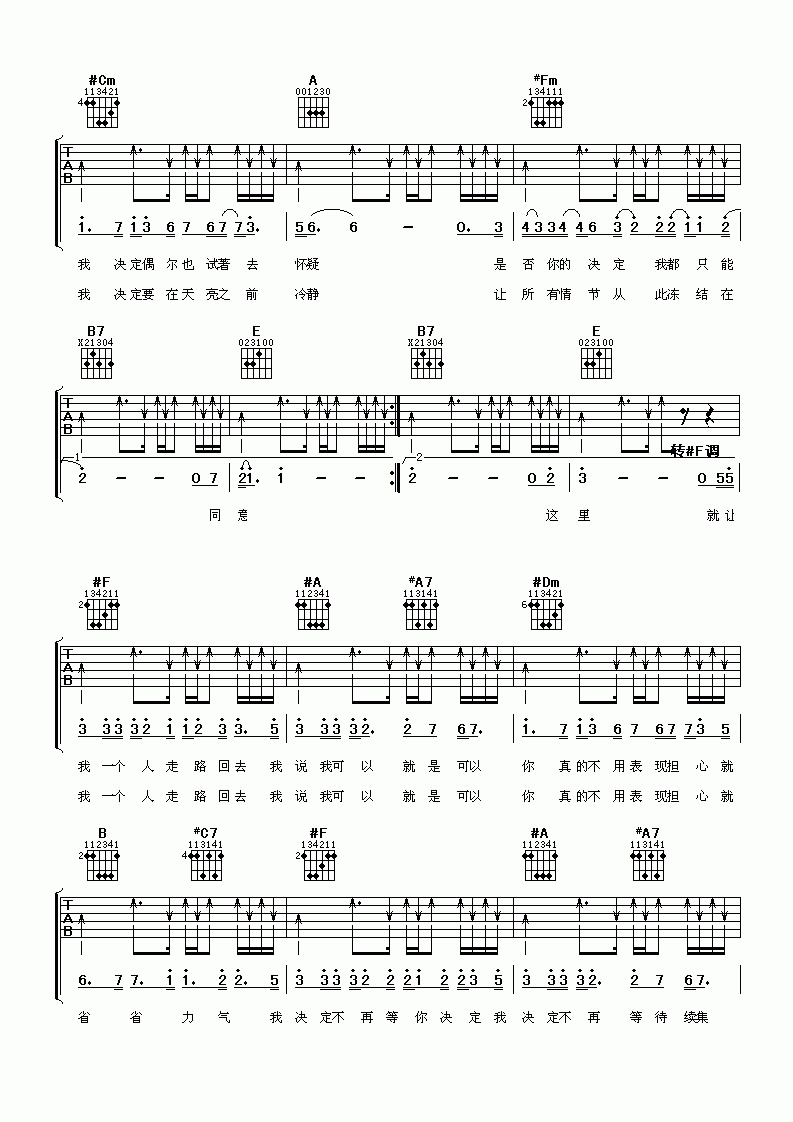 我决定吉他谱__梁静茹