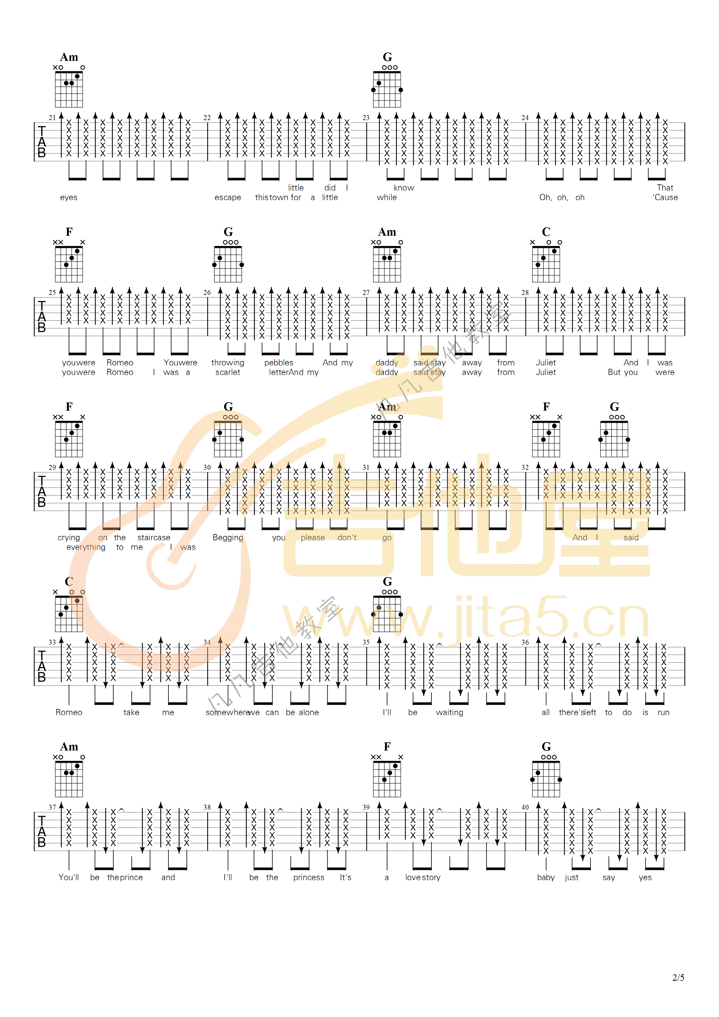 _Love_Story_吉他谱_Taylor_Swift_C调弹唱六线谱_高清图片谱