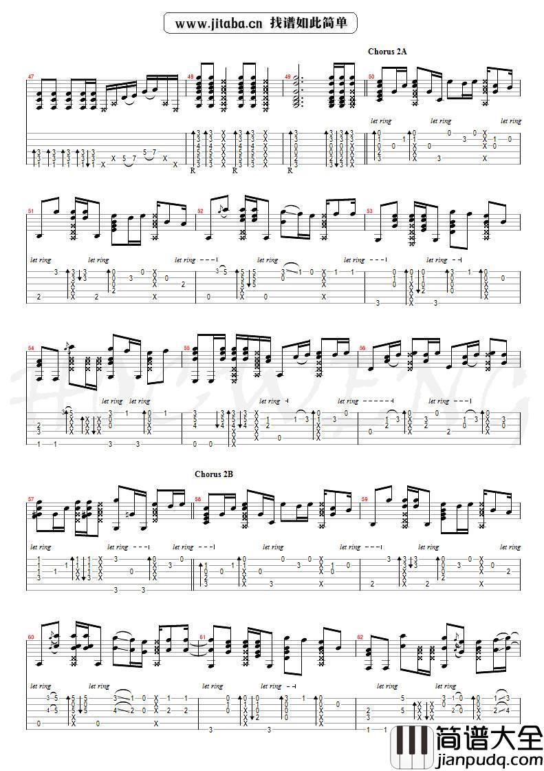 可惜没如果指弹吉他谱_吉他独奏谱_林俊杰