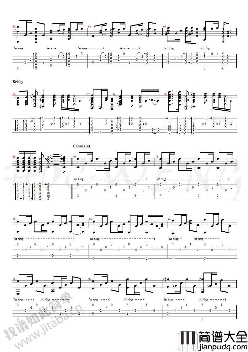 可惜没如果指弹吉他谱_吉他独奏谱_林俊杰