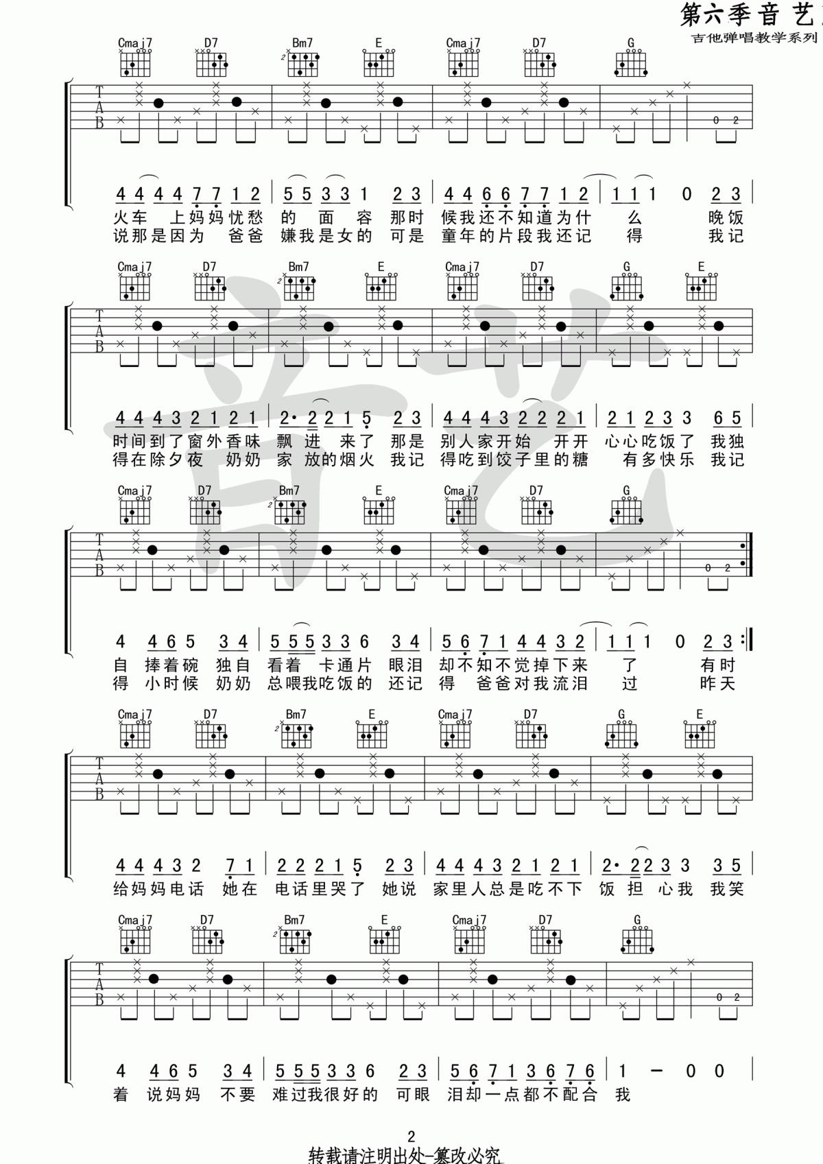 一个人看小丸子_吉他谱_玥霖