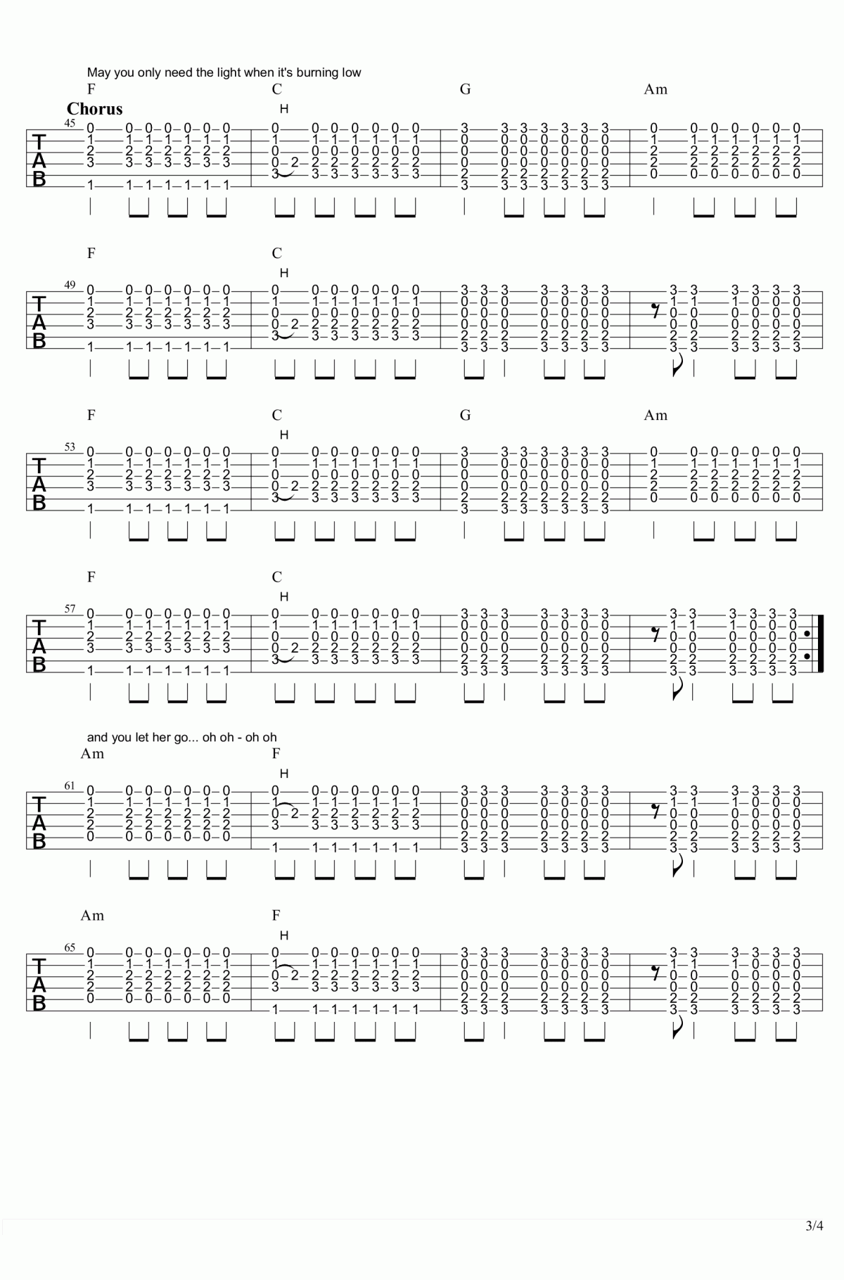 let_her_go吉他谱_let_her_go六线谱_高清版_Passenger