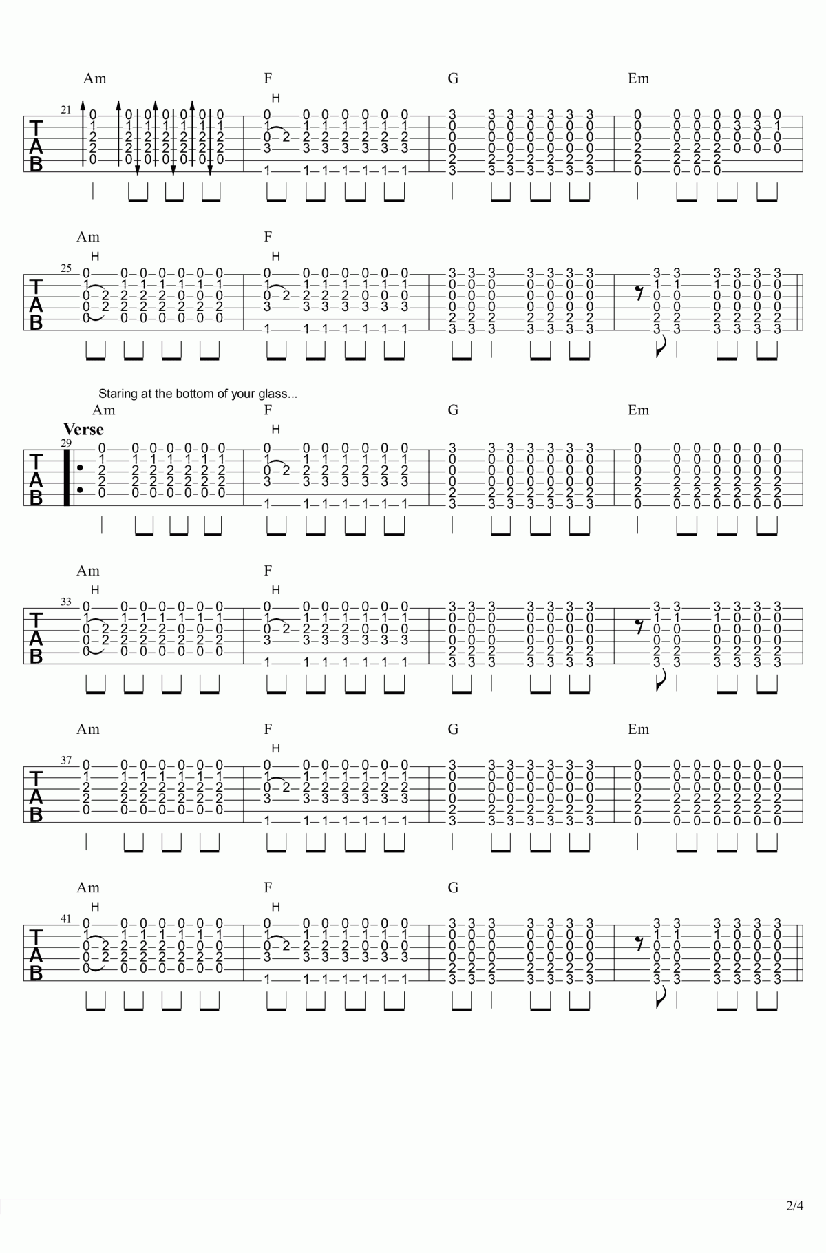 let_her_go吉他谱_let_her_go六线谱_高清版_Passenger