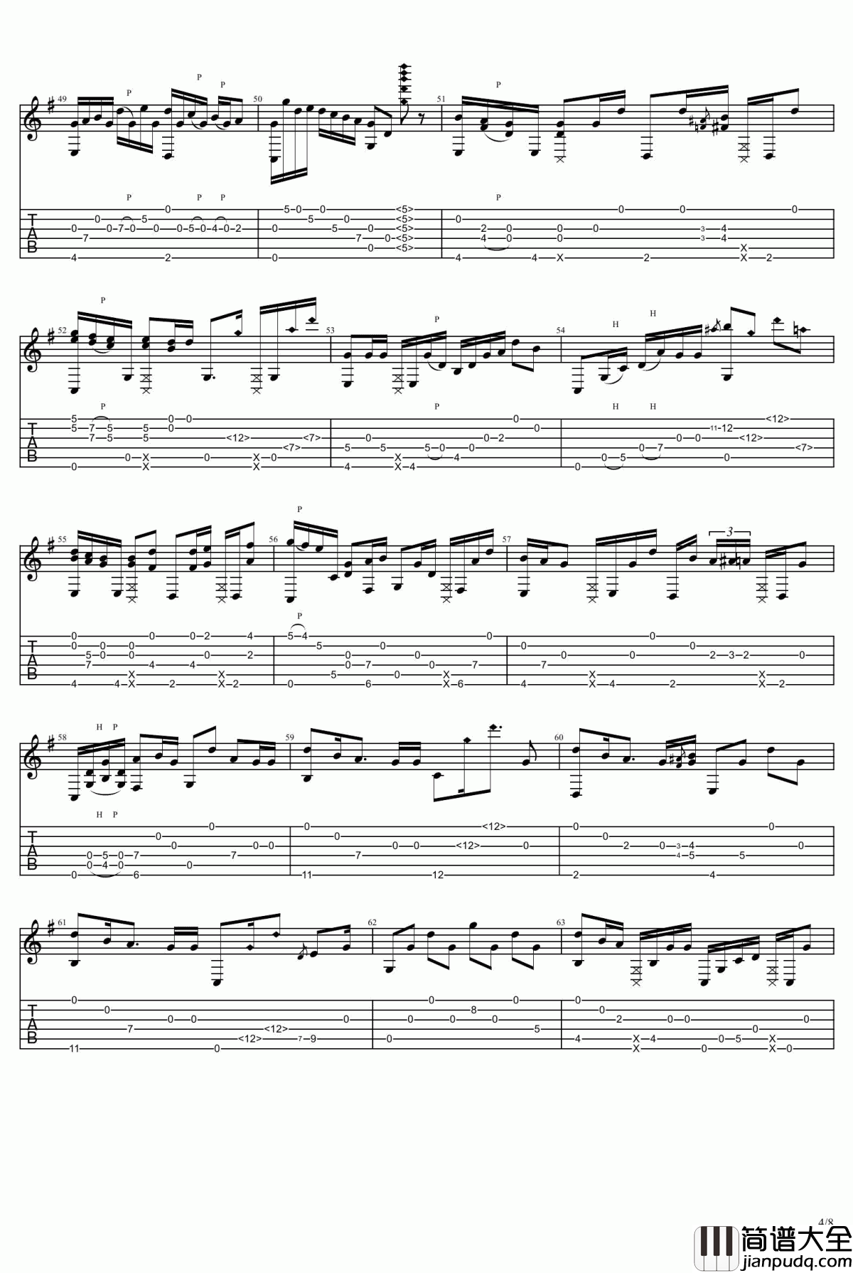 你的名字片尾曲_没什么大不了_指弹谱_吉他独奏谱_图片谱