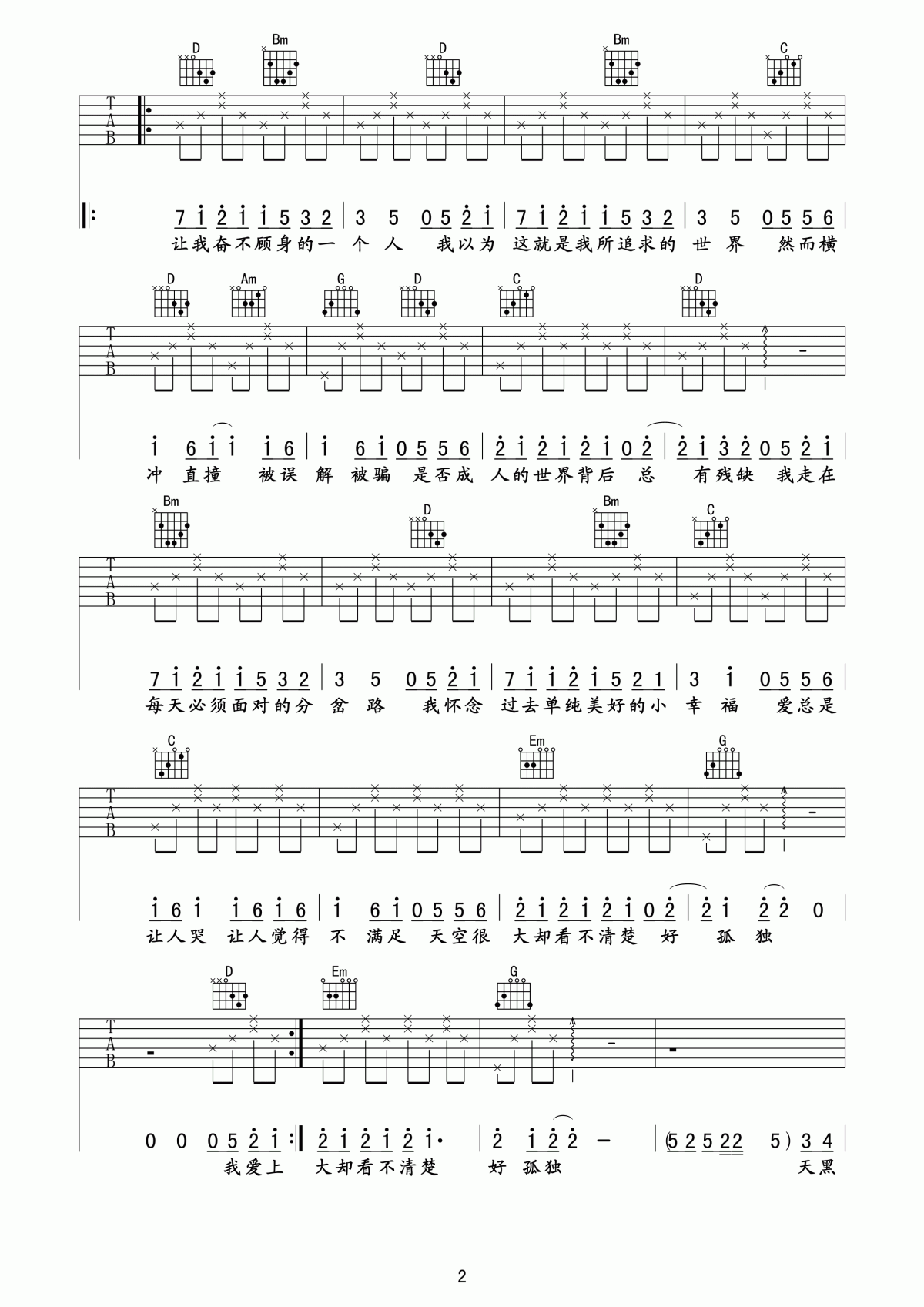 天黑黑吉他谱__孙燕姿