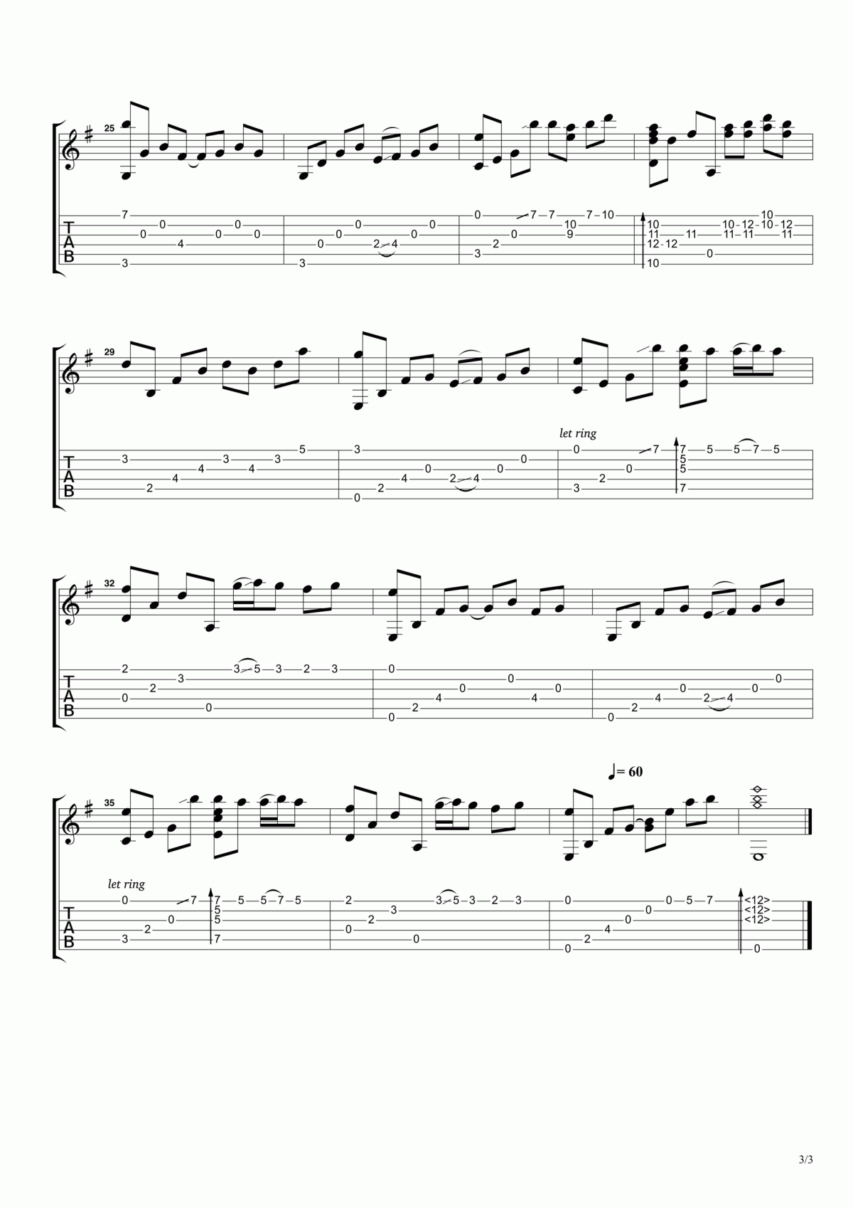 夜的钢琴曲_指弹版吉他谱_名曲