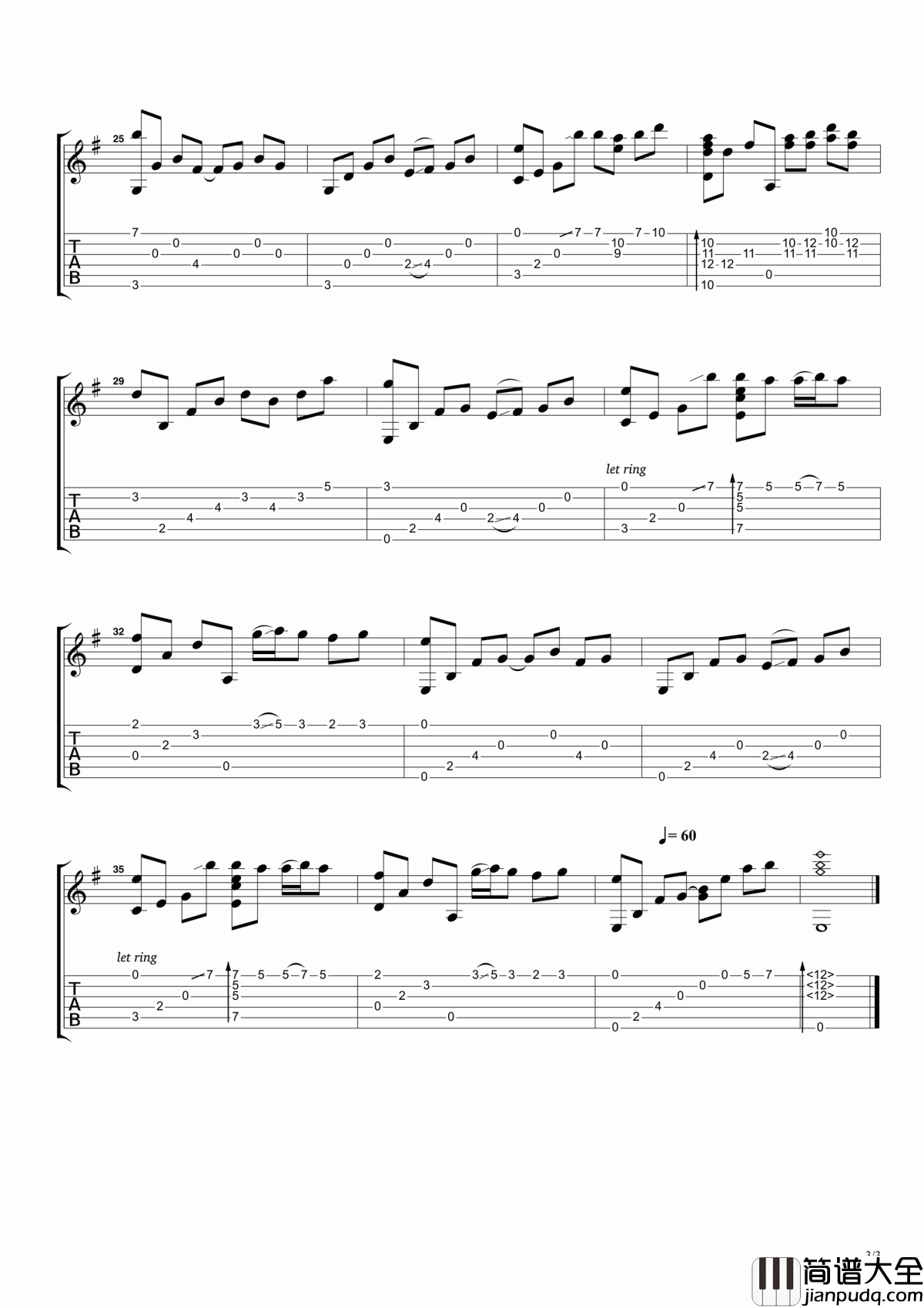 _夜的钢琴曲_5吉他谱_指弹高清谱_张紫宇编配制作