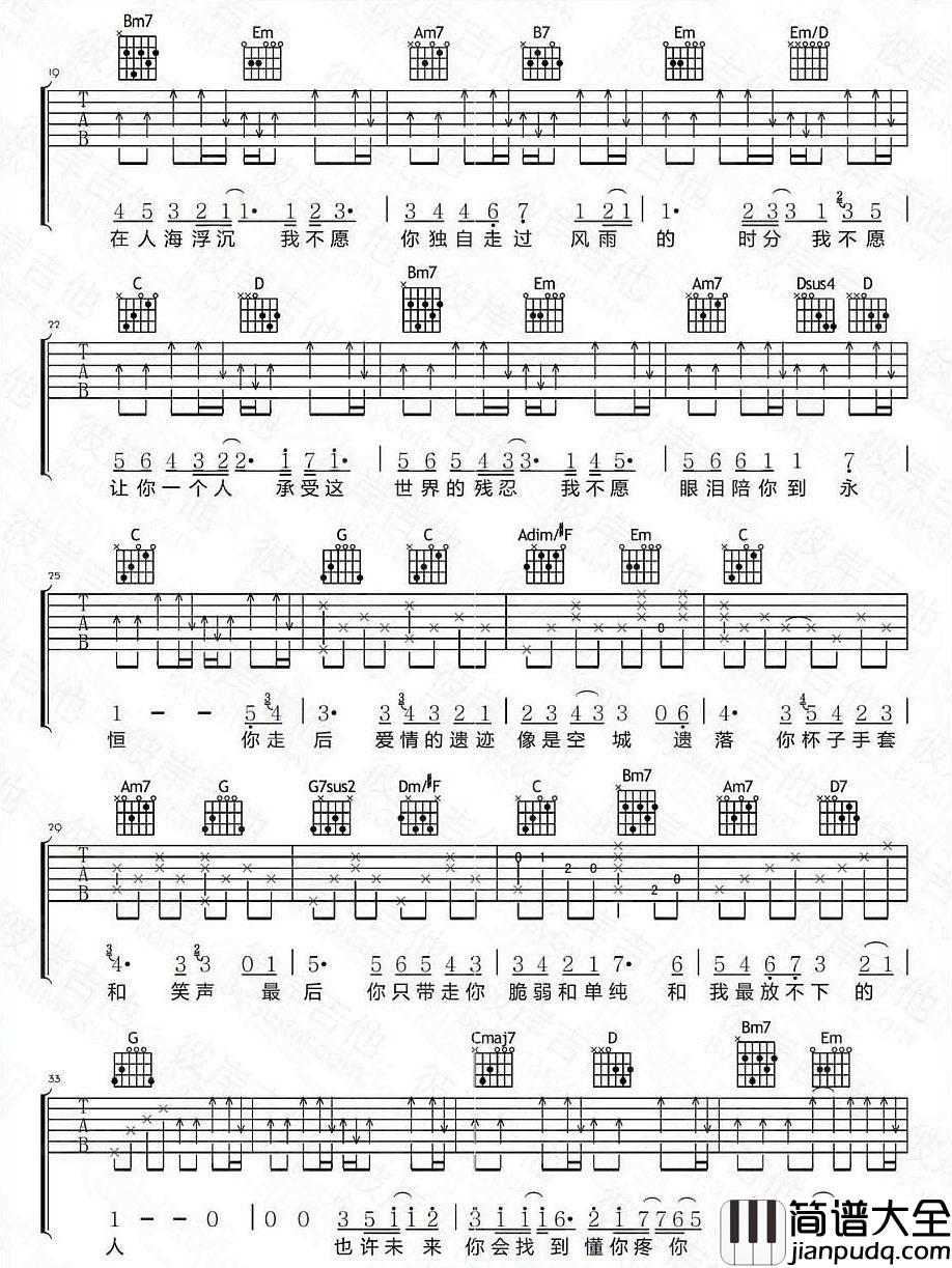 我不愿让你一个人吉他谱__五月天