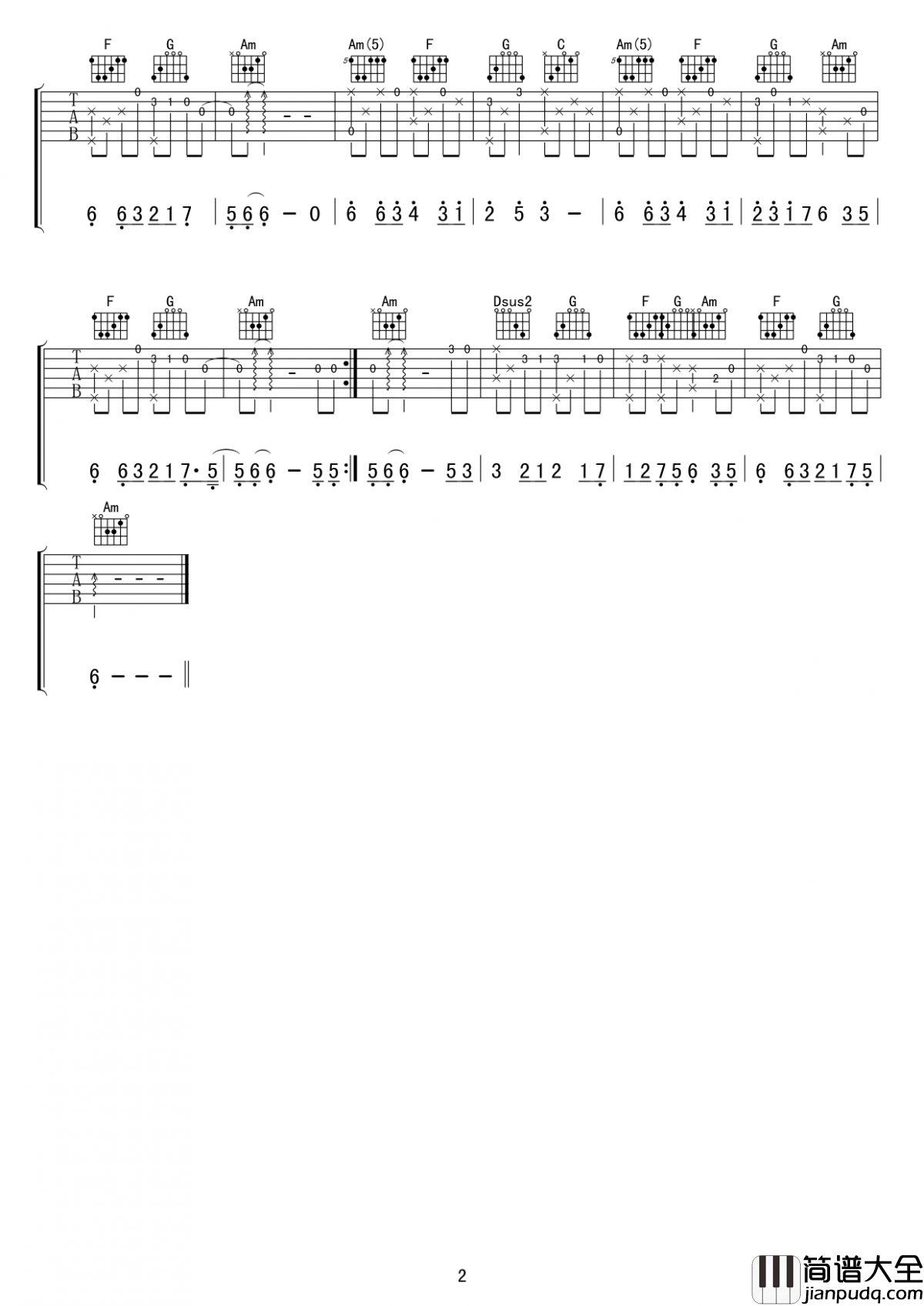 画心指弹谱_张靓颖_画心_吉他独奏谱_C调