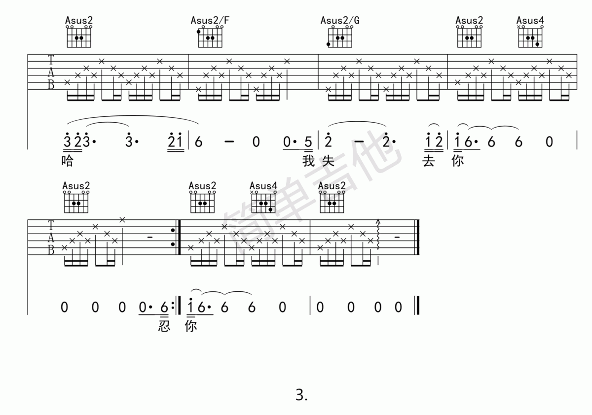 _默_吉他谱(中国好声音那英版)C调