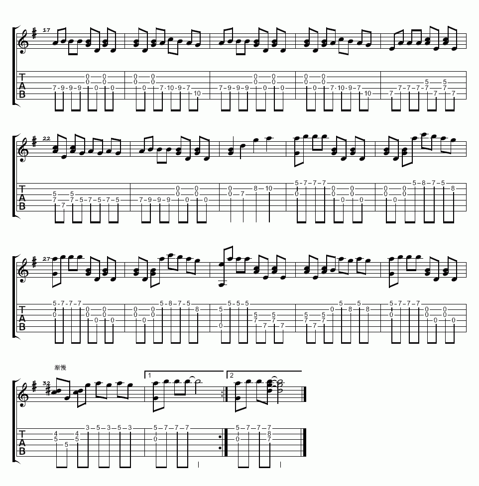 理查德.克莱德曼_童年的回忆吉他谱