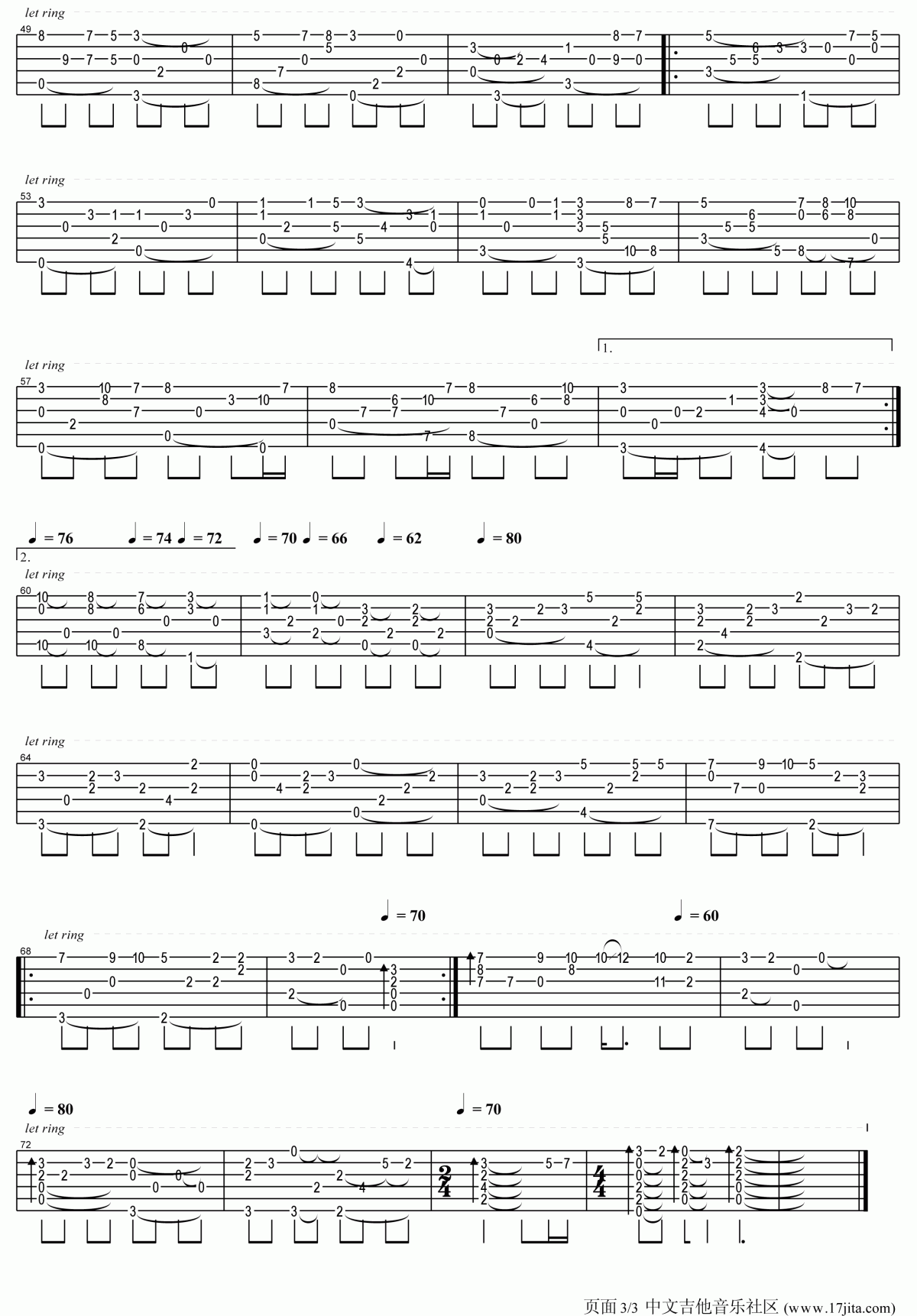 知足指弹吉他谱卢家宏版__五月天
