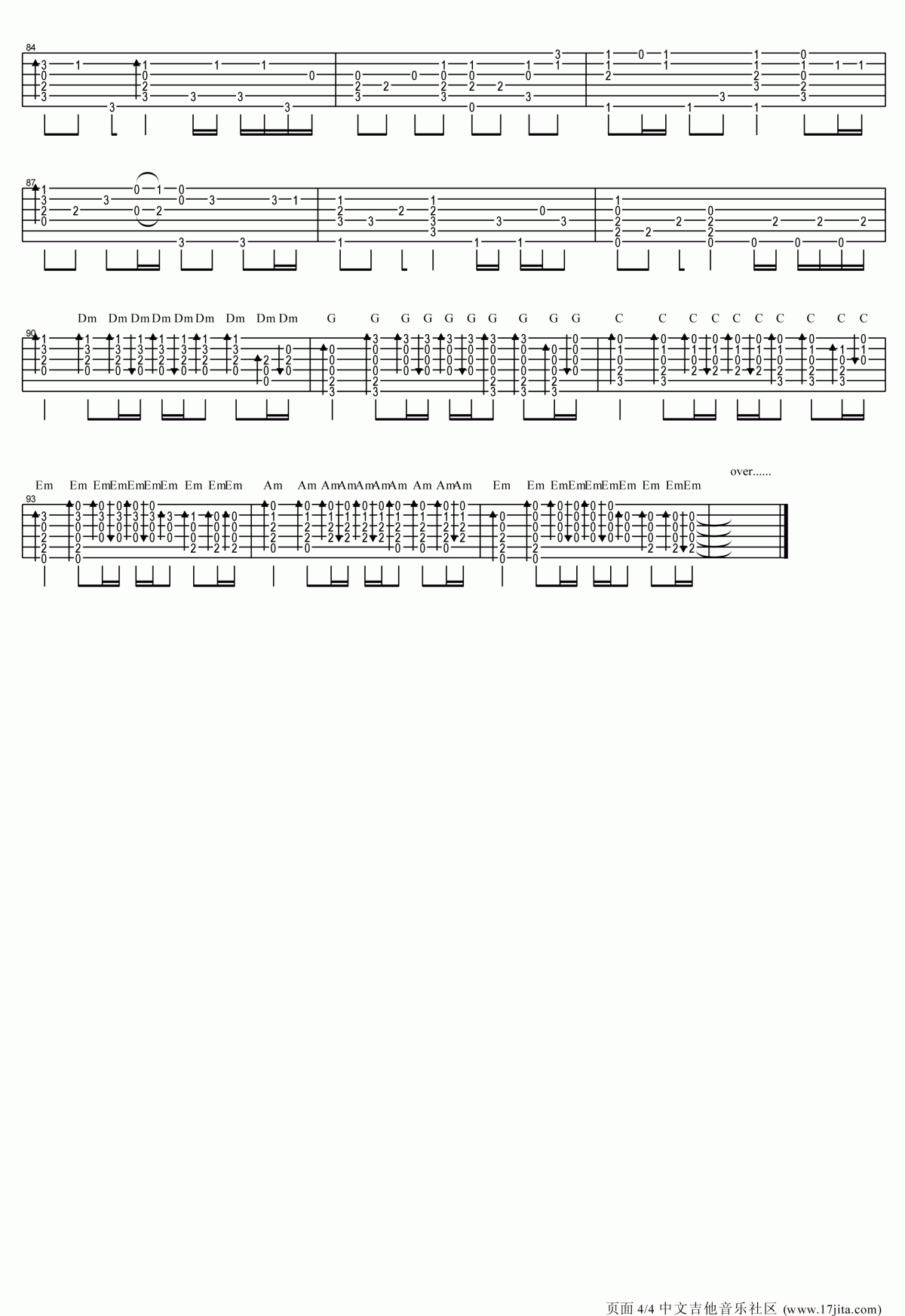 后来指弹吉他谱卢家宏版__刘若英