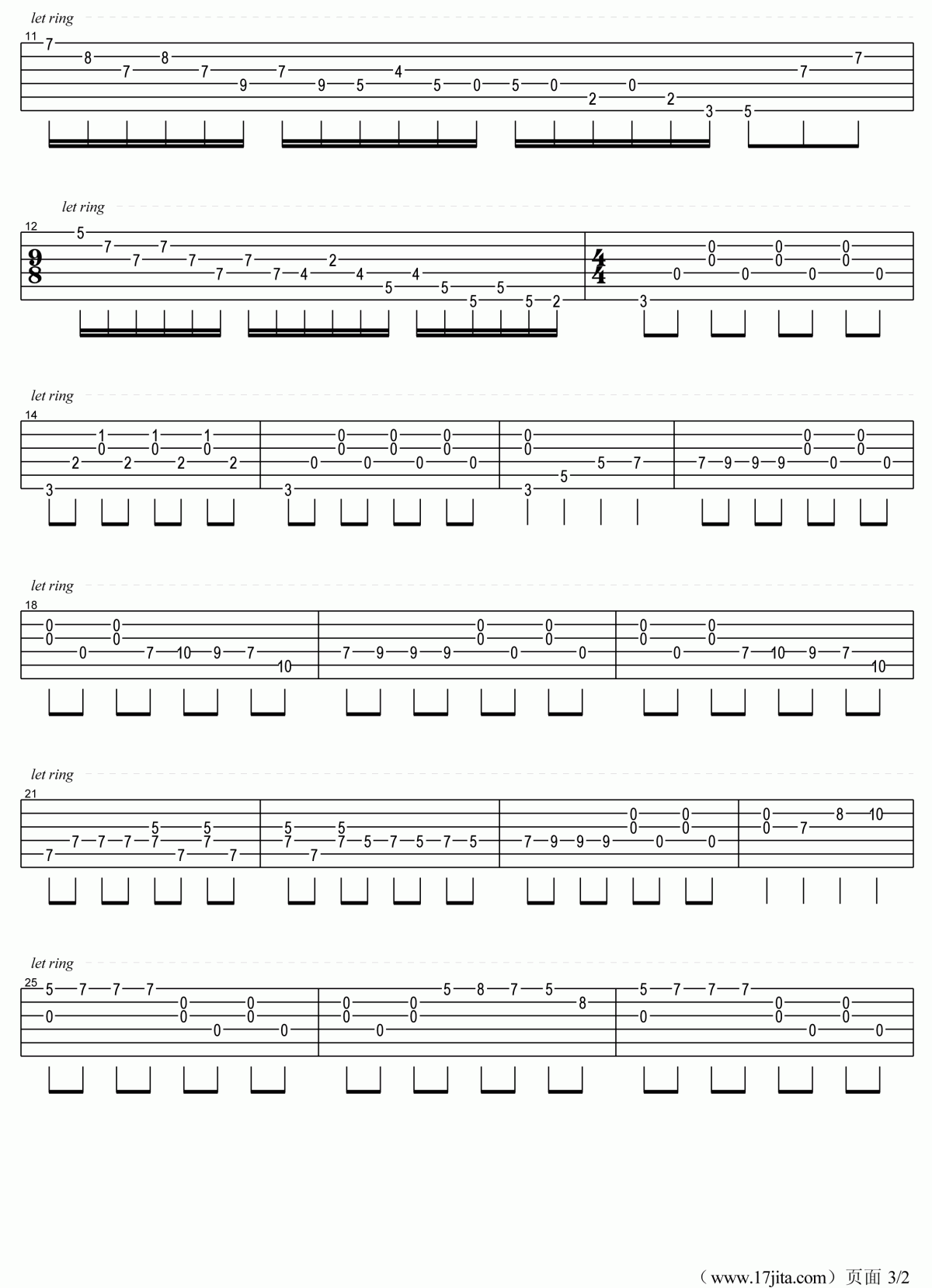 理查德·克莱德曼_爱的纪念吉他谱
