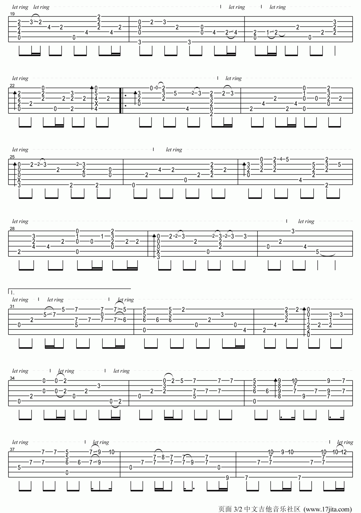 陶喆_寂寞的季节吉他谱卢家宏版