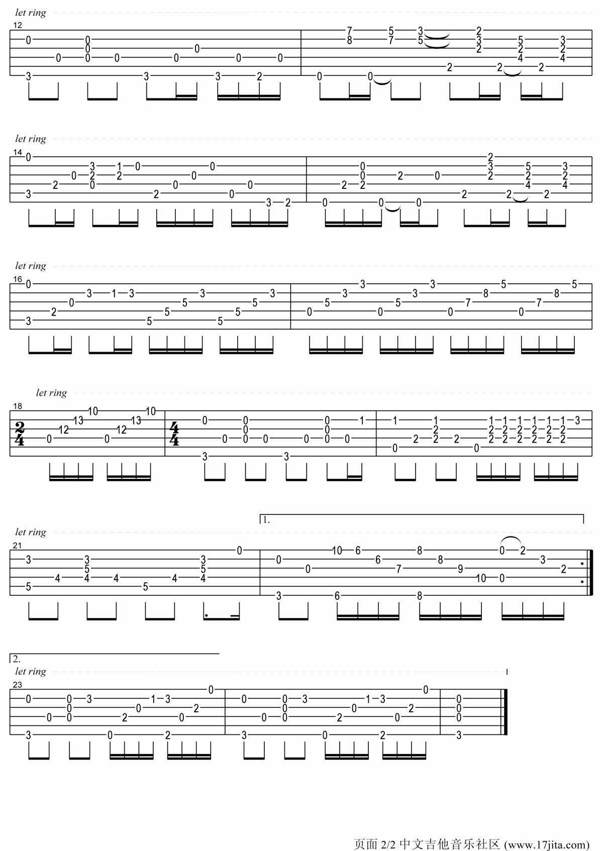 卢家宏指弹_水边的阿迪丽娜吉他谱