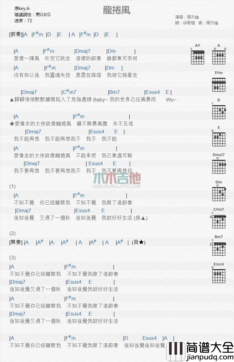 龙卷风_吉他谱_周杰伦