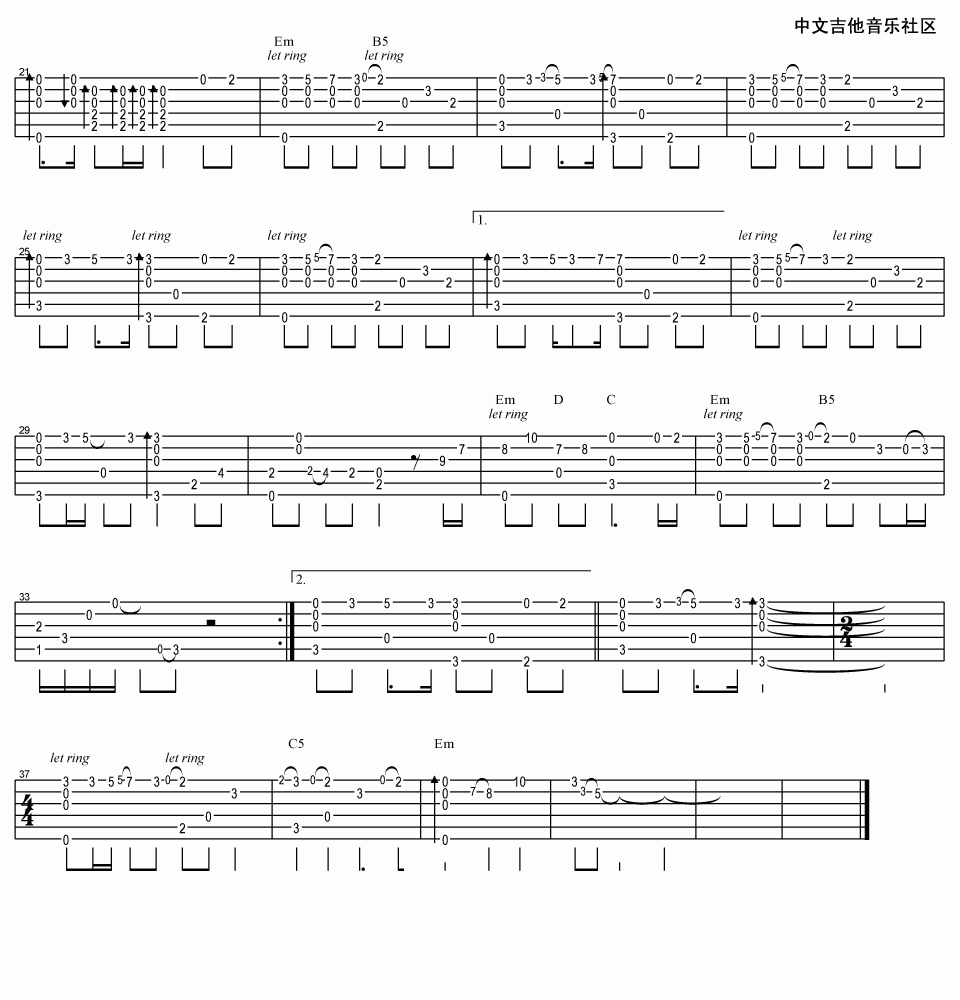 孙楠/韩红_美丽的神话指弹吉他谱完美版