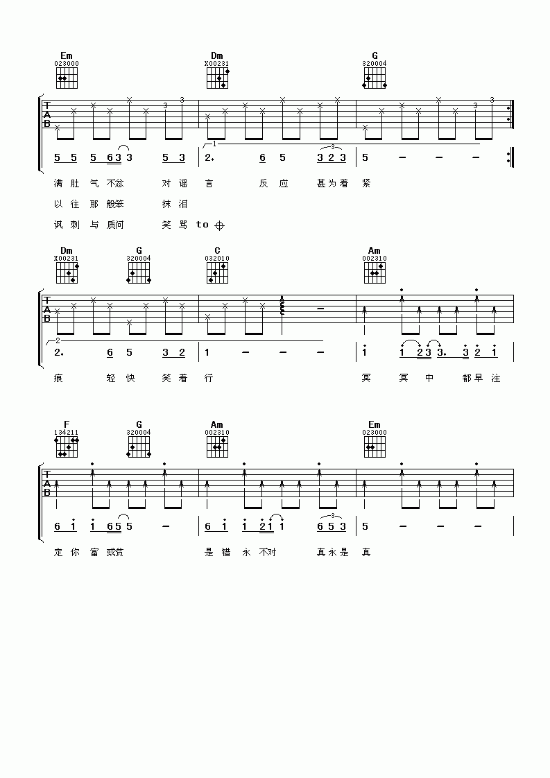 许冠杰&张国荣_沉默是金吉他谱