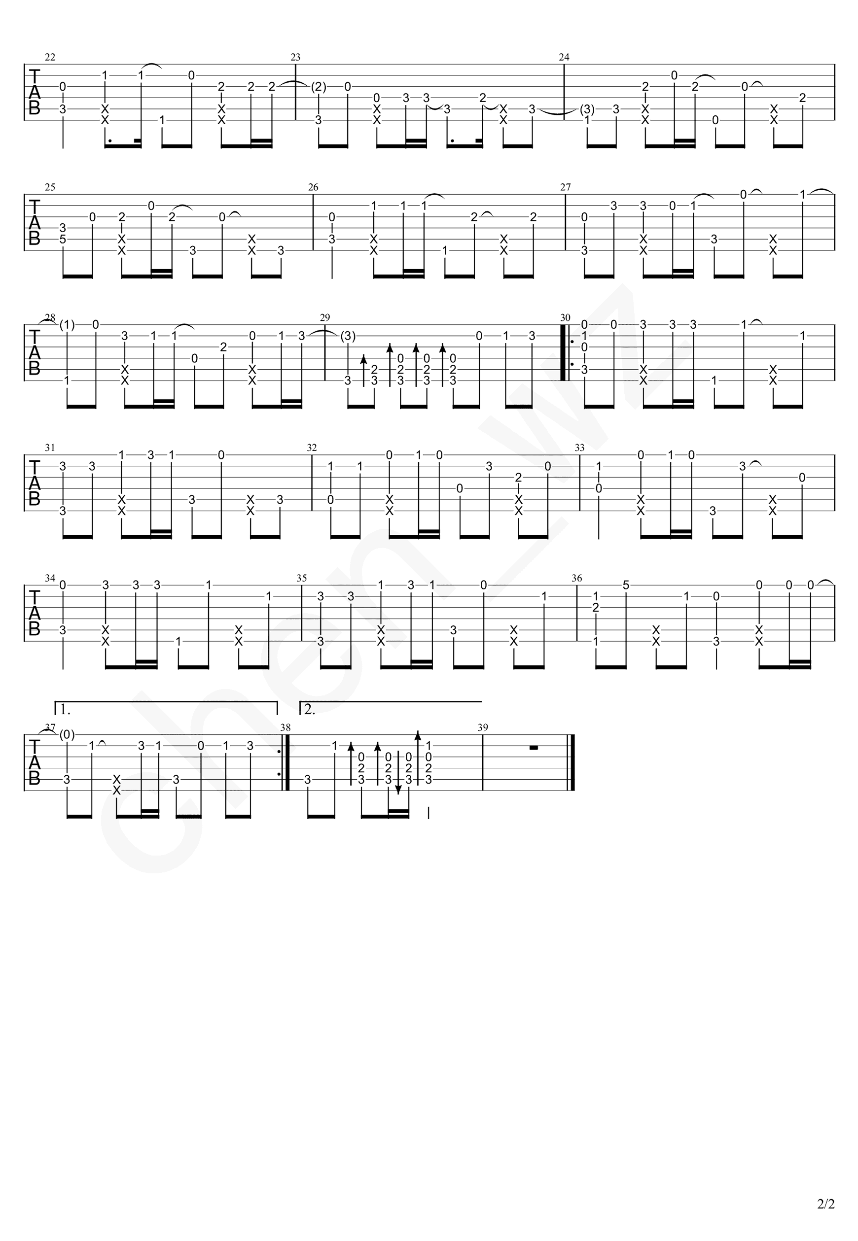 爱你指弹谱_王心凌_吉他独奏谱+指弹演奏示范视频