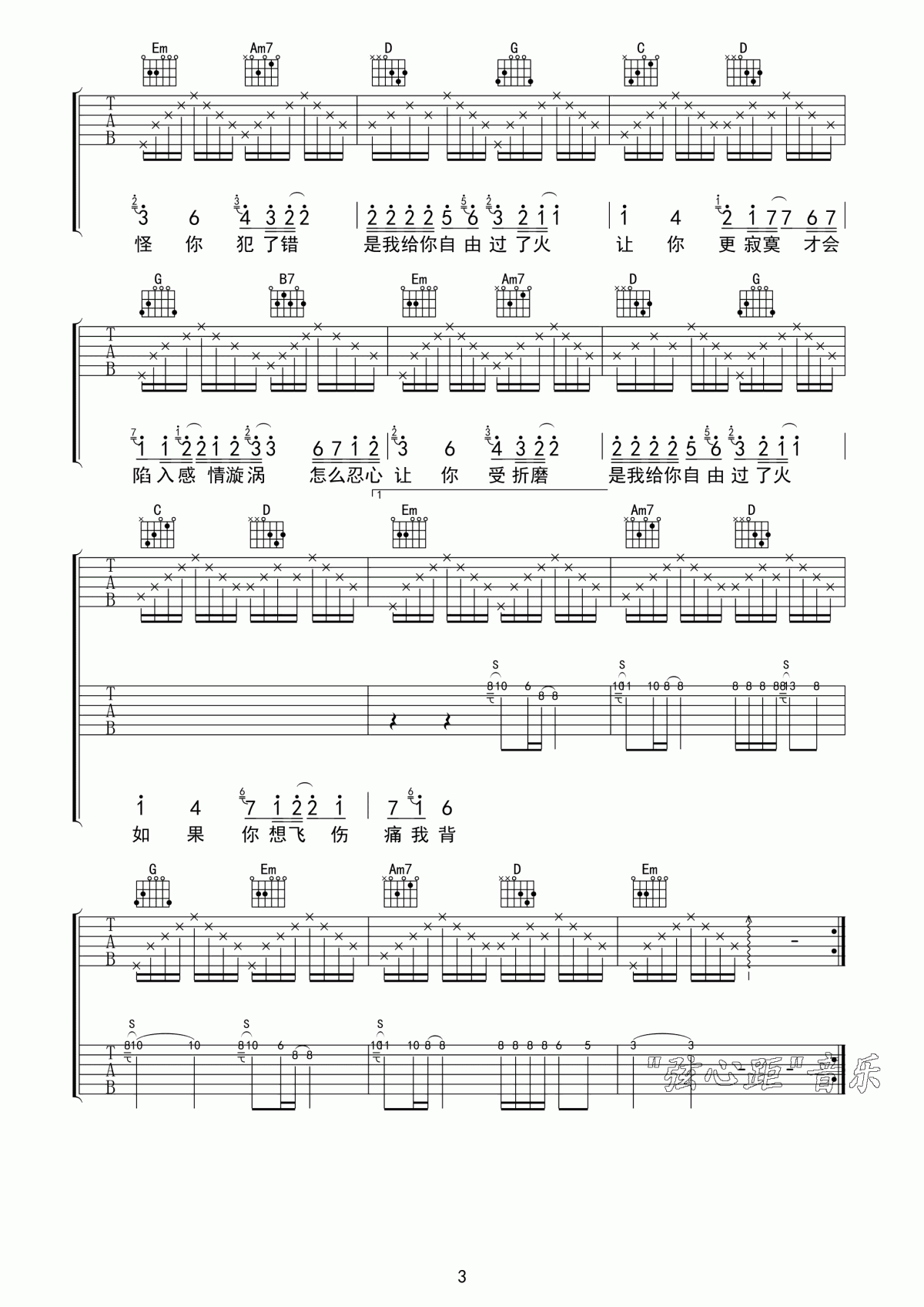 过火吉他谱_G调_张信哲