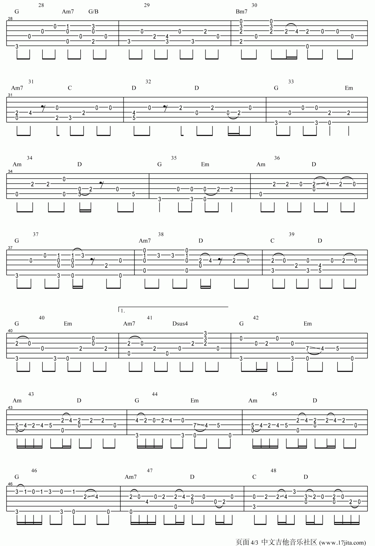 命中注定吉他谱卢家宏指弹版__庾澄庆