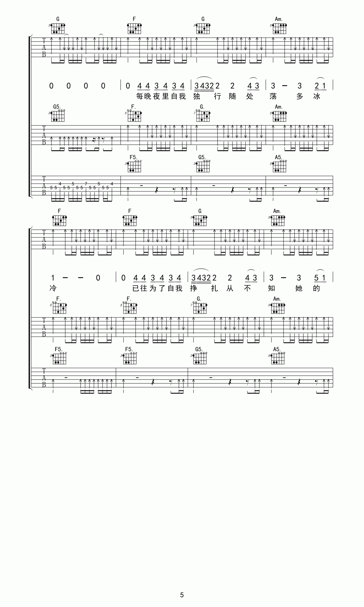 beyond_喜欢你高清吉他谱