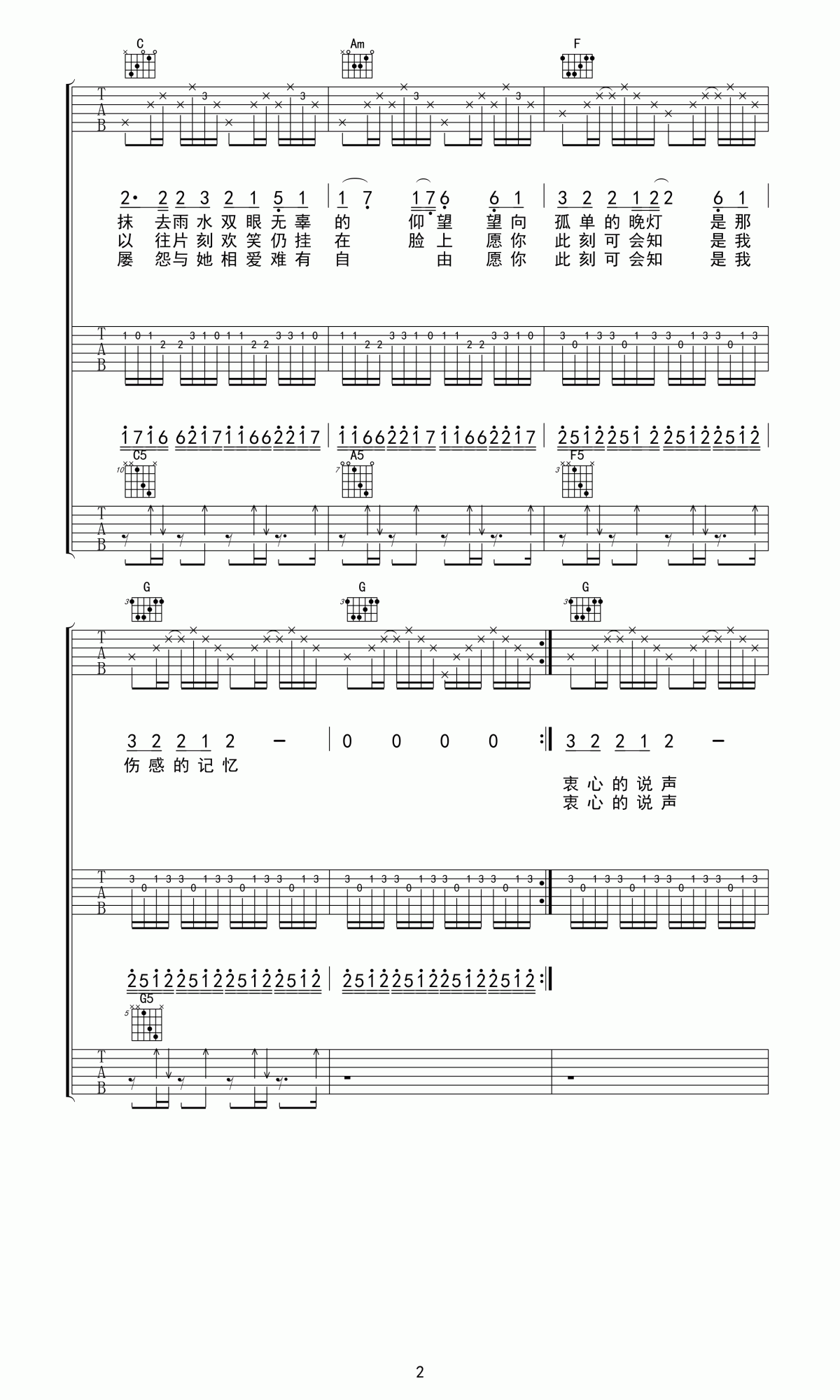 beyond_喜欢你高清吉他谱