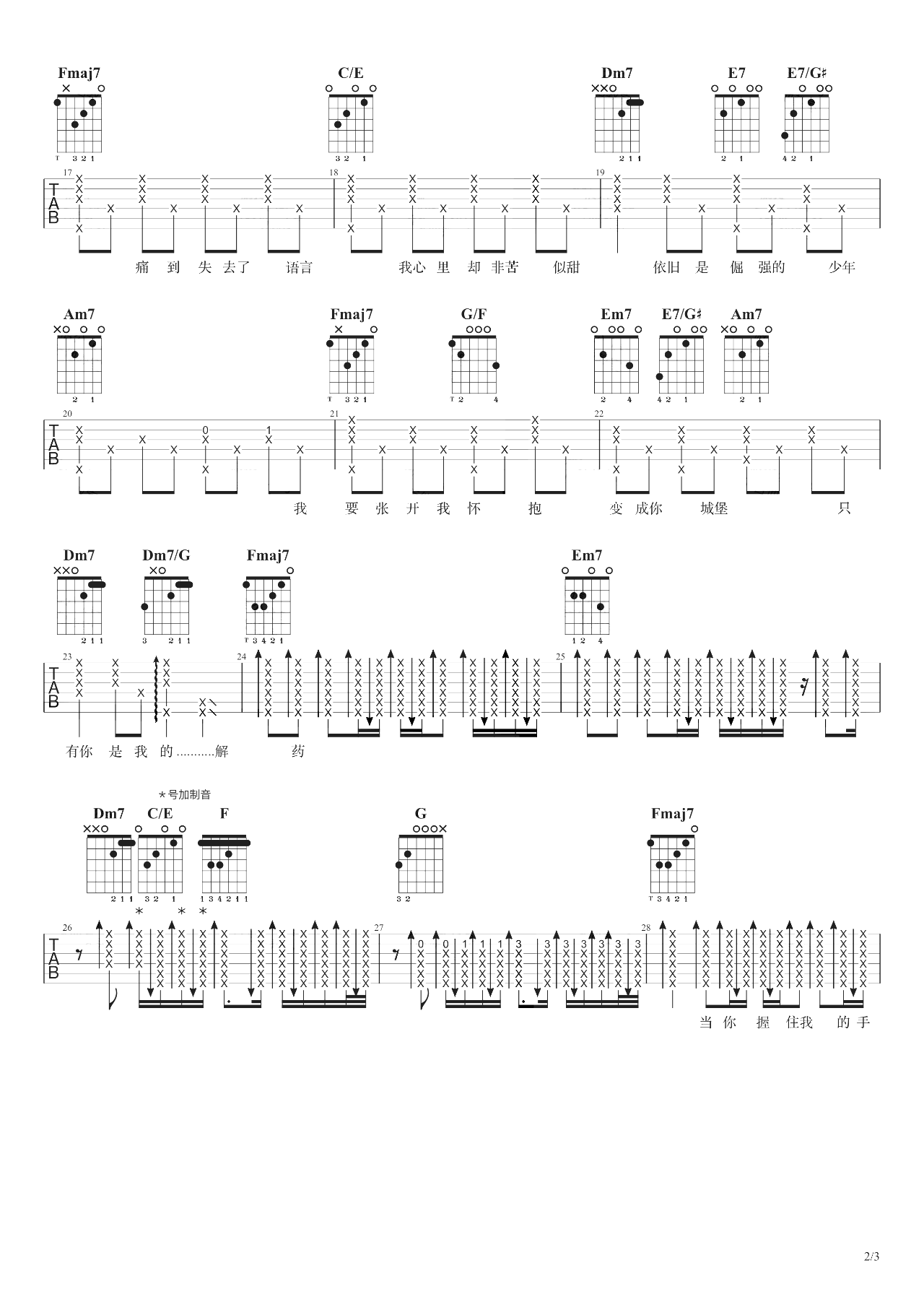 予你吉他谱_队长_《予你》C调超原版_吉他弹唱演示 予你吉他谱_队长__予你_C调超原版_吉他弹唱演示