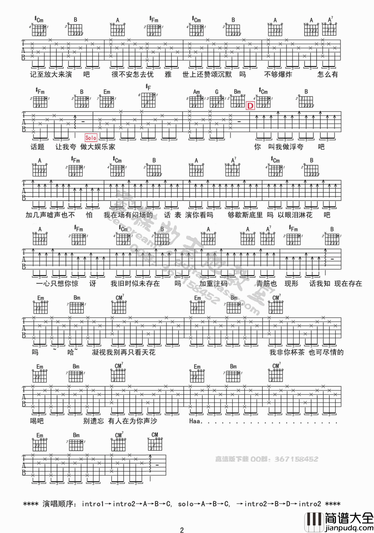 浮夸吉他谱__陈奕迅