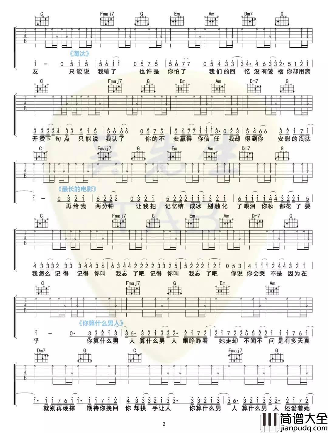 周杰伦歌曲串烧吉他谱_D调附前奏_周杰伦