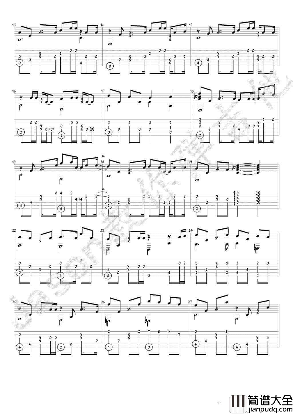 等你下课吉他指弹谱_附独奏演示教学视频_周杰伦