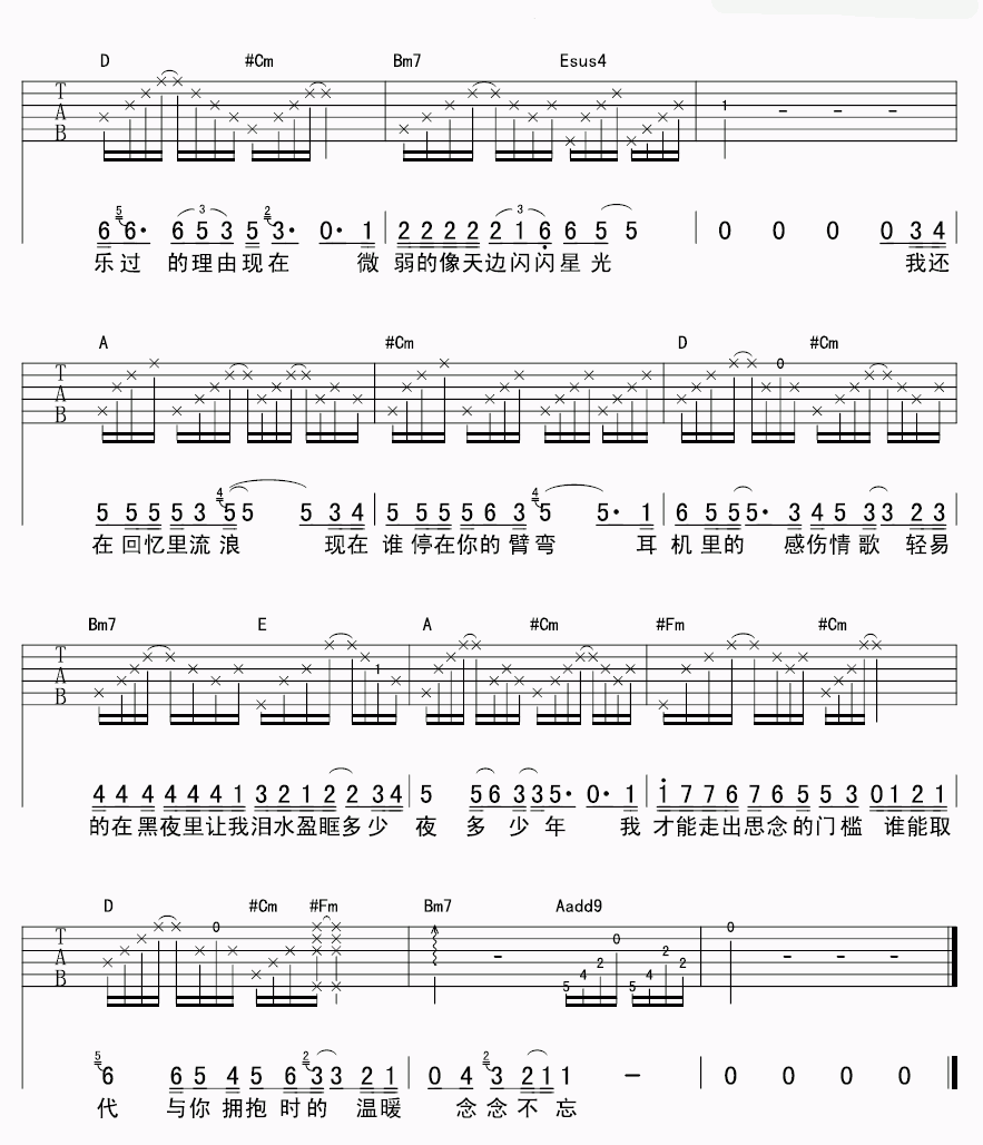 飞行中的思念吉他谱__刘若英