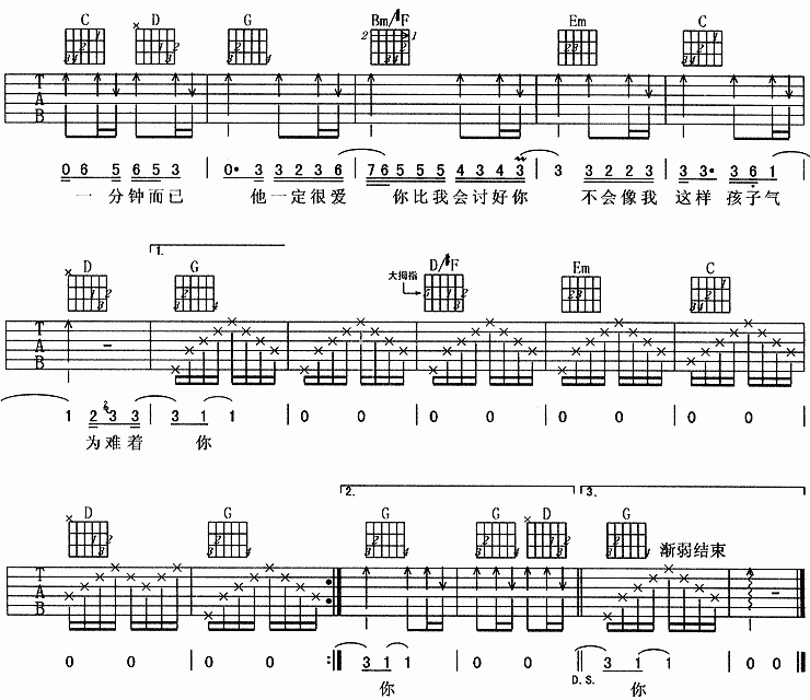 他一定很爱你吉他谱__阿杜
