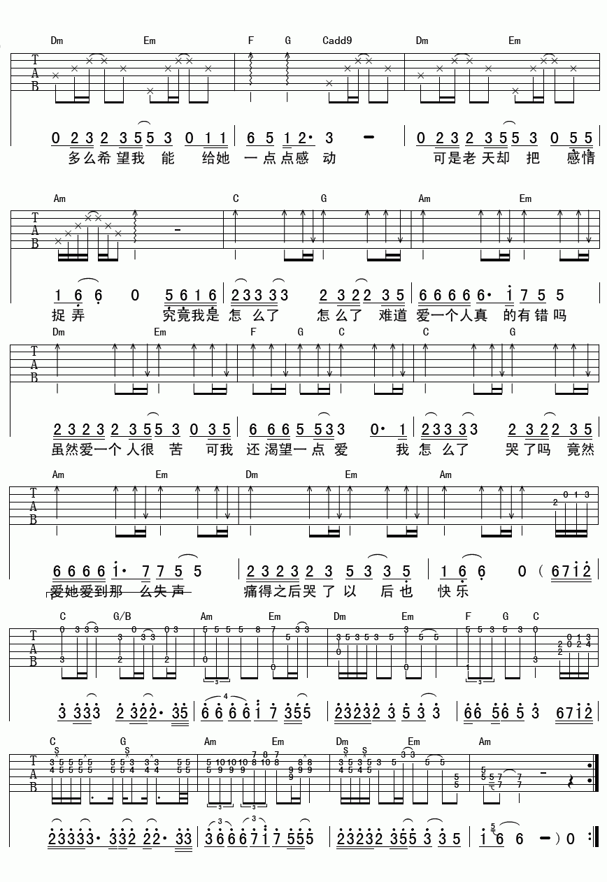 难道爱一个人有错吗吉他谱__郑源