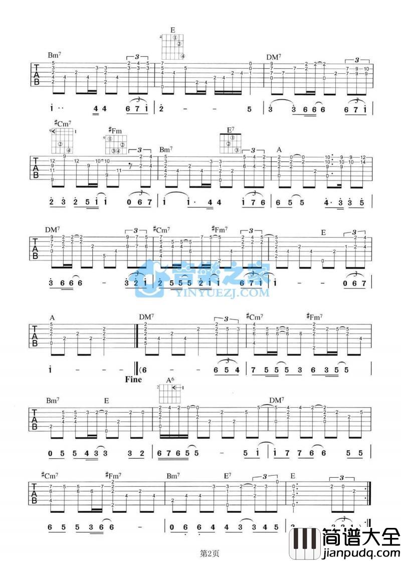 新不了情_吉他谱_张靓颖