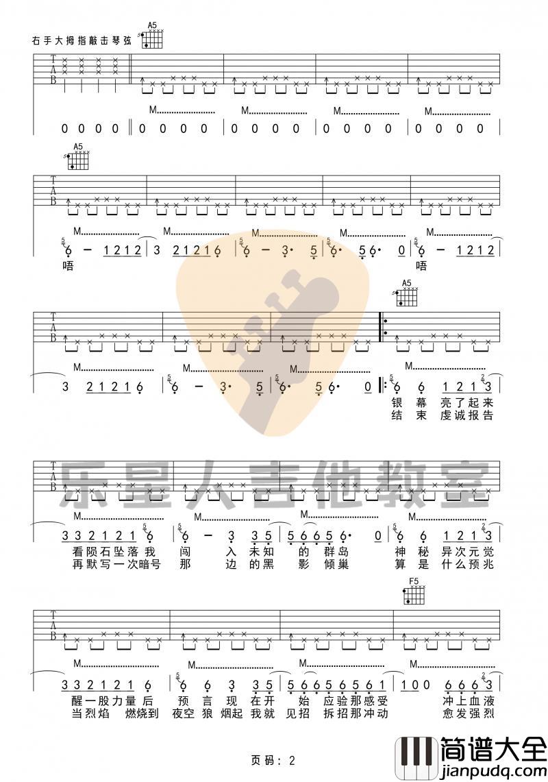 荒野魂斗罗_吉他谱_华晨宇【完整版】