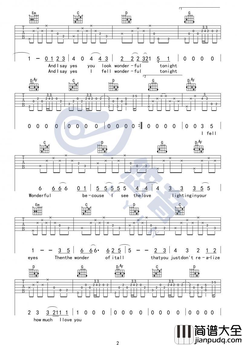 Wonderful_tonight_吉他谱【第二版】
