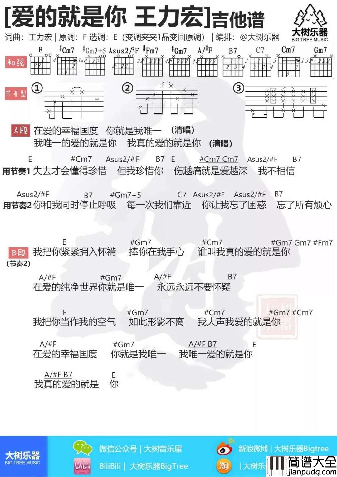 爱的就是你_E调吉他谱_王力宏