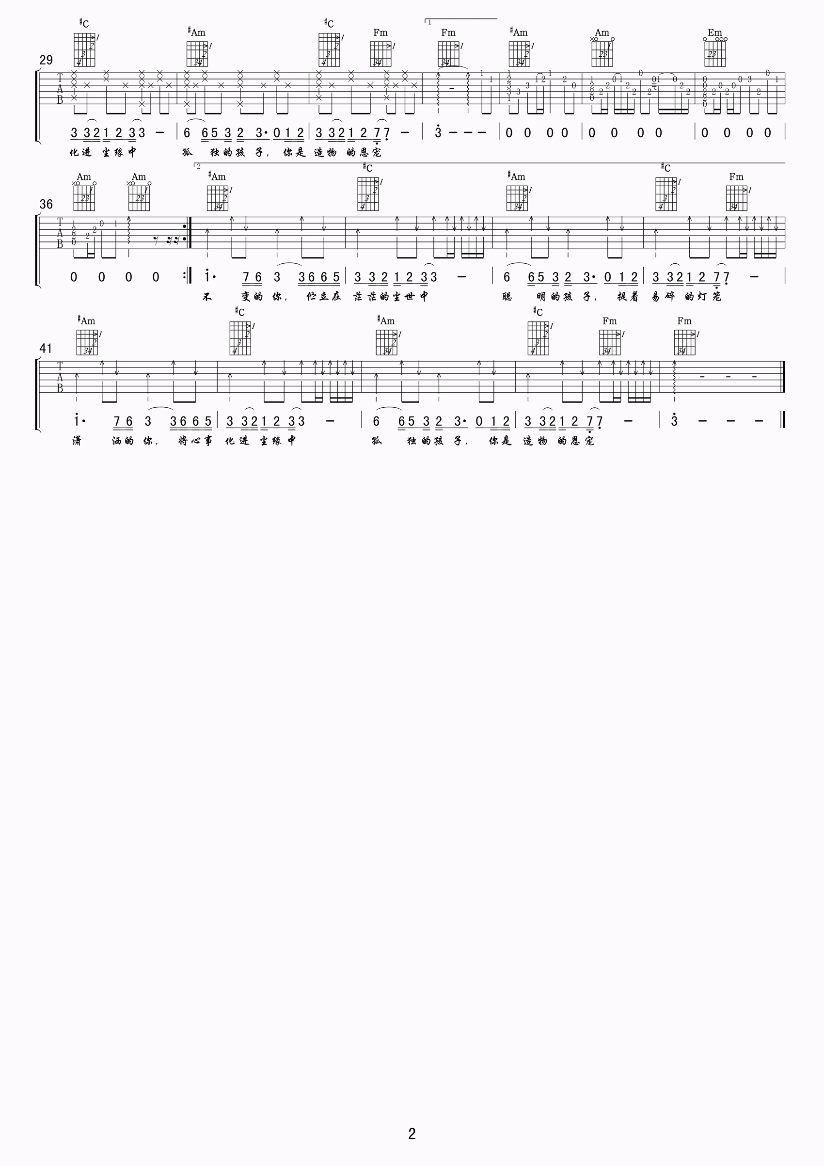 你的样子吉他谱_罗大佑/林志炫_C调弹唱六线谱