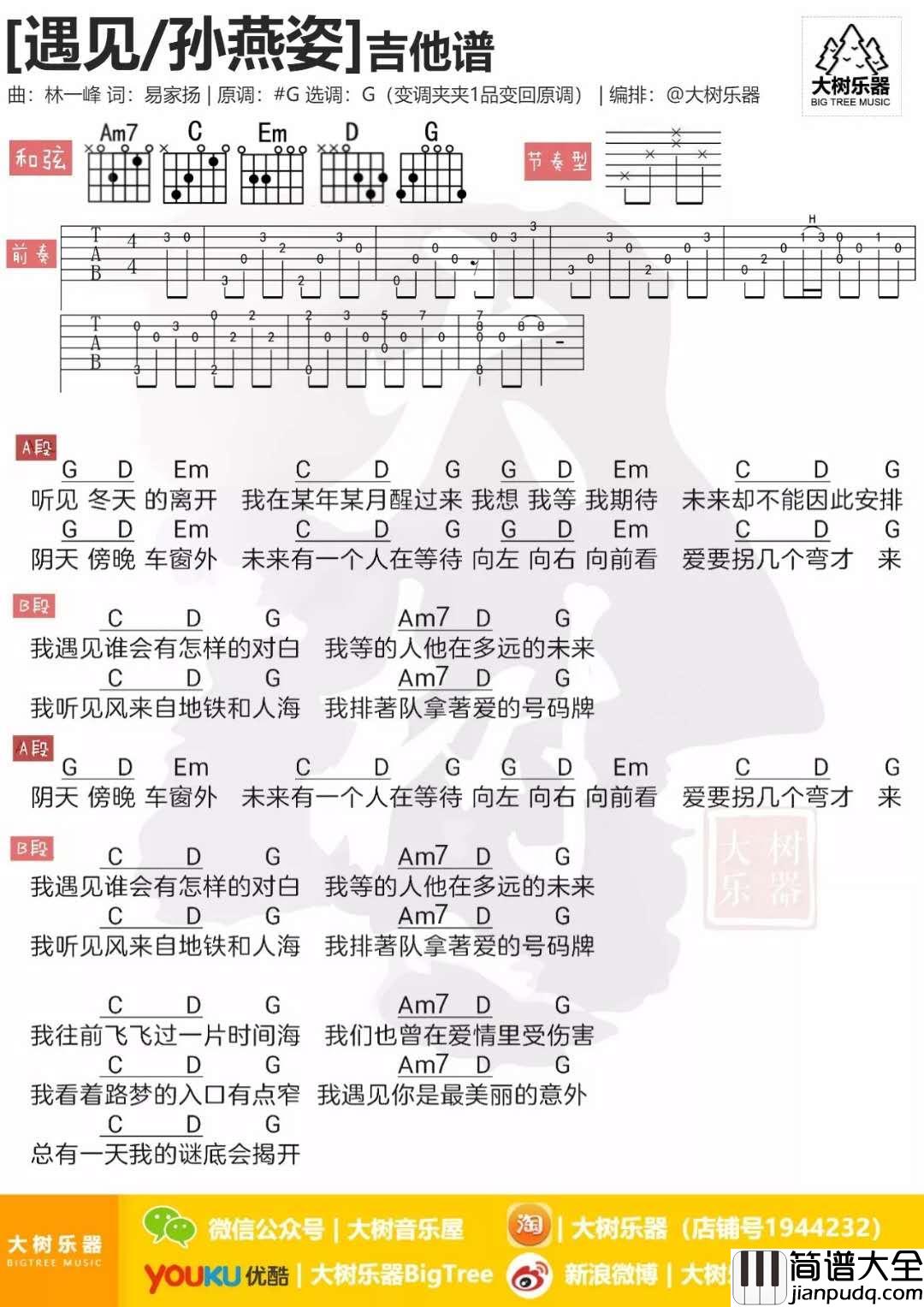 遇见_吉他谱_孙燕姿