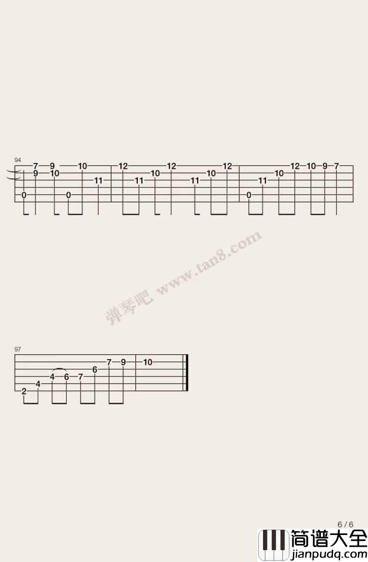 The_truth_that_you_leave指弹谱_G调六线谱_Pianoboy