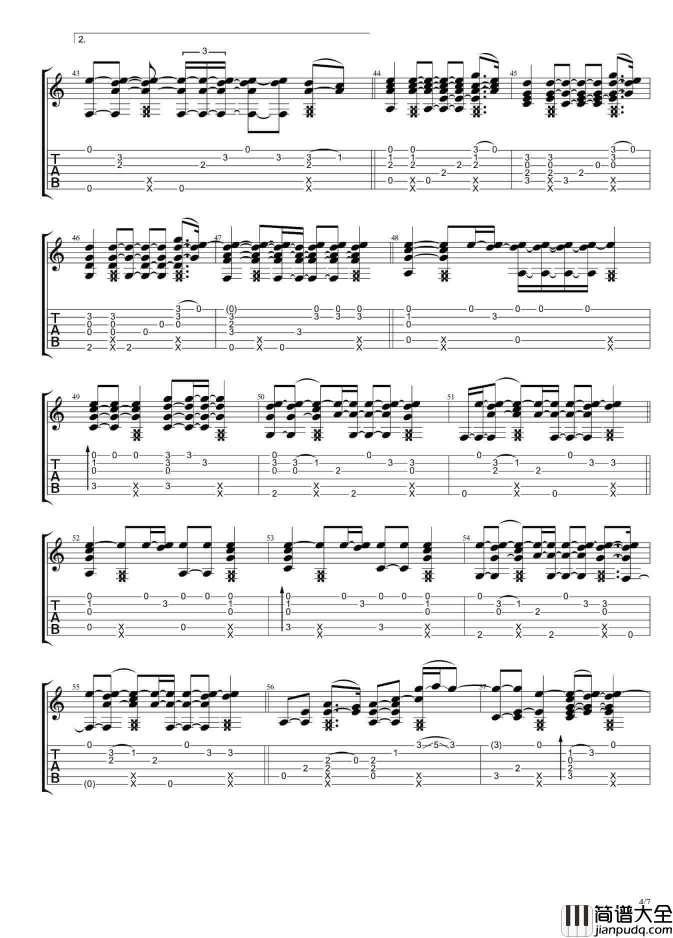 countingstars指弹谱_F调六线谱_高清版_By_James