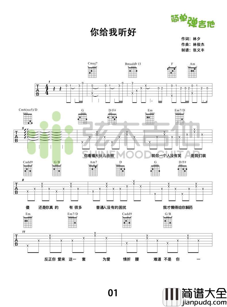 你给我听好_吉他谱_陈奕迅