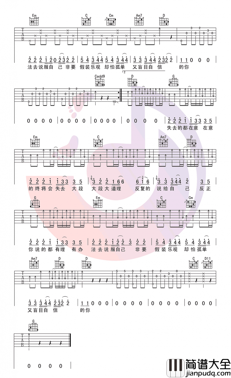 盲目自信(吉他谱)