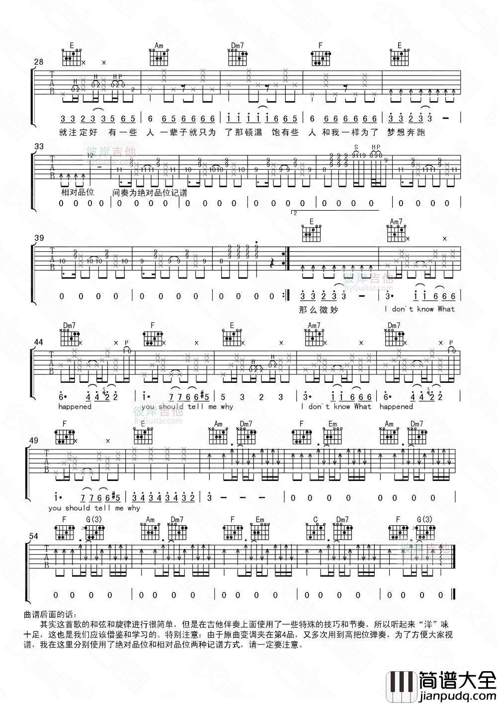 我不知道发生了什么_吉他谱_温蕊尔