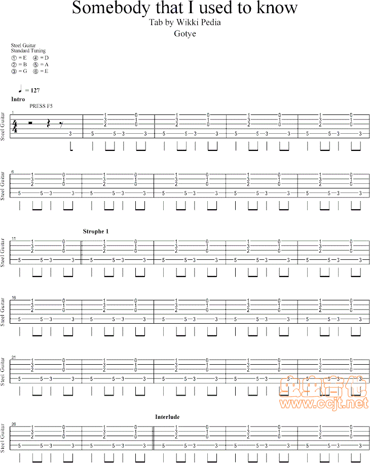 somebody_that_i_used_to_know吉他谱