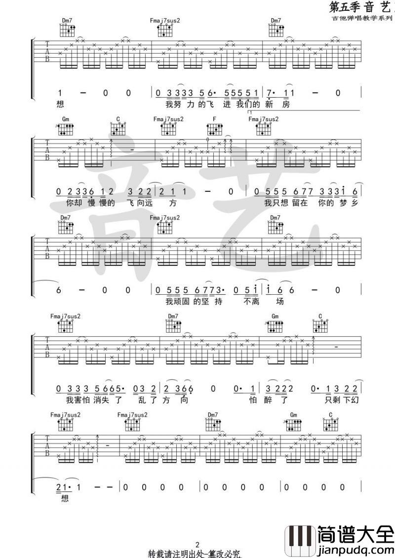 路远_吉他谱_C调_张磊【简单版】